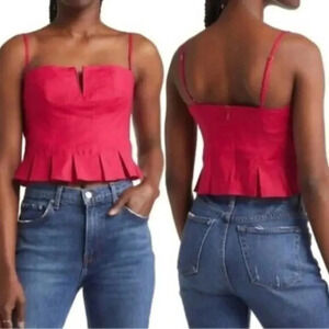 Reformation Shia Pleat Cotton Camisole in Rhubarb US 6 B1252